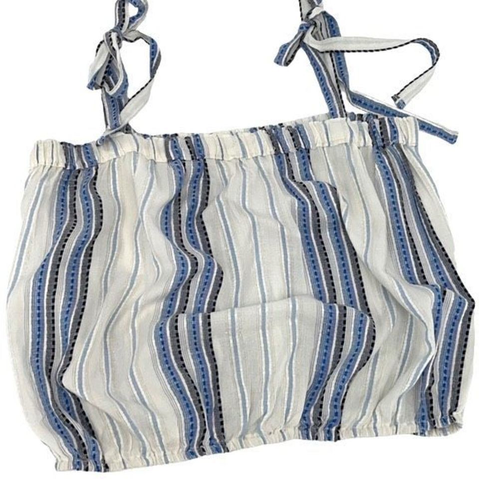 Cato Womens Crop Top Tank Cami Striped Tie Shoulder Blue White Size Large